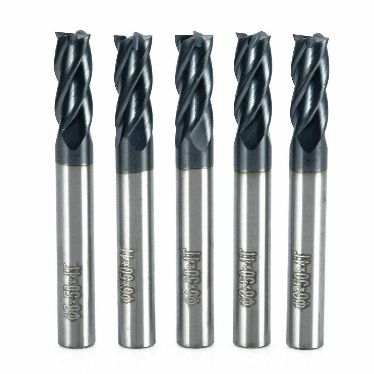 5pcs 6mm x 50mm Tungsten Carbide 4 Flute End Mill CNC Milling Cutter HRC50