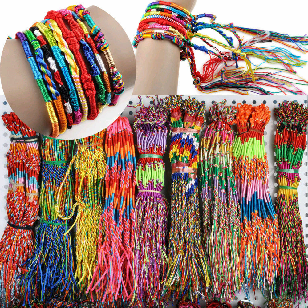 10Pcs Lots String Colorful Lucky Friendship Braid Strand Handmade Bracelets
