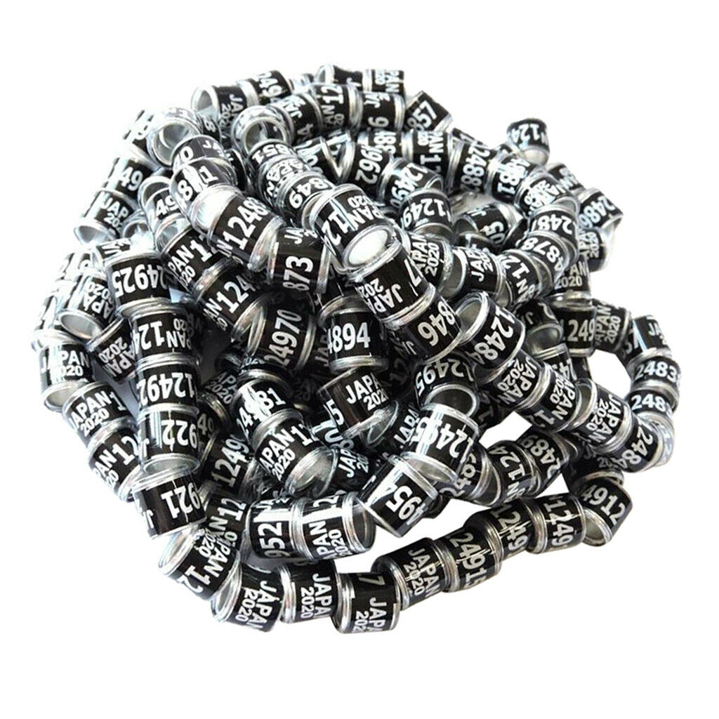 Set of 100 Racing Pigeon Leg Ring 2020 Year 8mm Plastic No Harm Black Japan