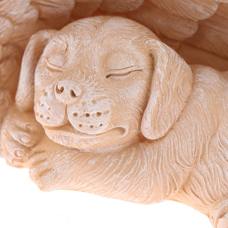 Angel Wingss Garden Statue Sleeping Dog With Lettering Home Decoration OutdoBDA