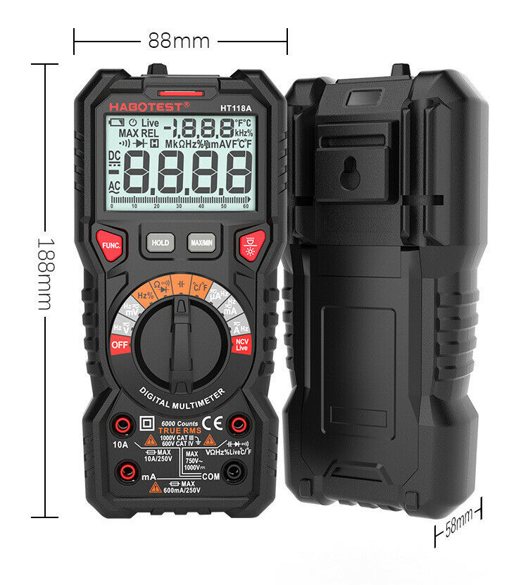 Digital Multimeter True RMS Meter Current Voltmeter Anti-burn Ammeter PCW 02 A