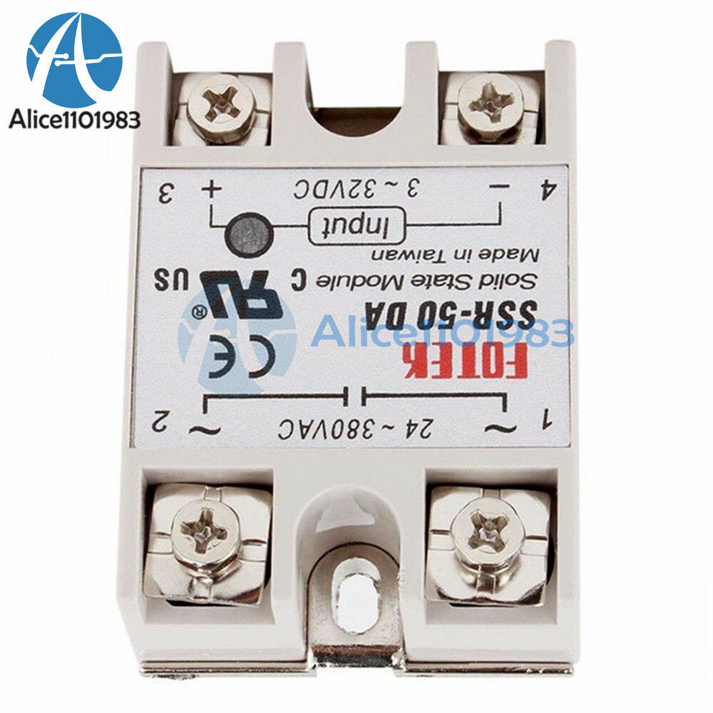 SSR-50DA 3-32VDC 50A 250V Output 24V-380VAC Solid State Relay Module