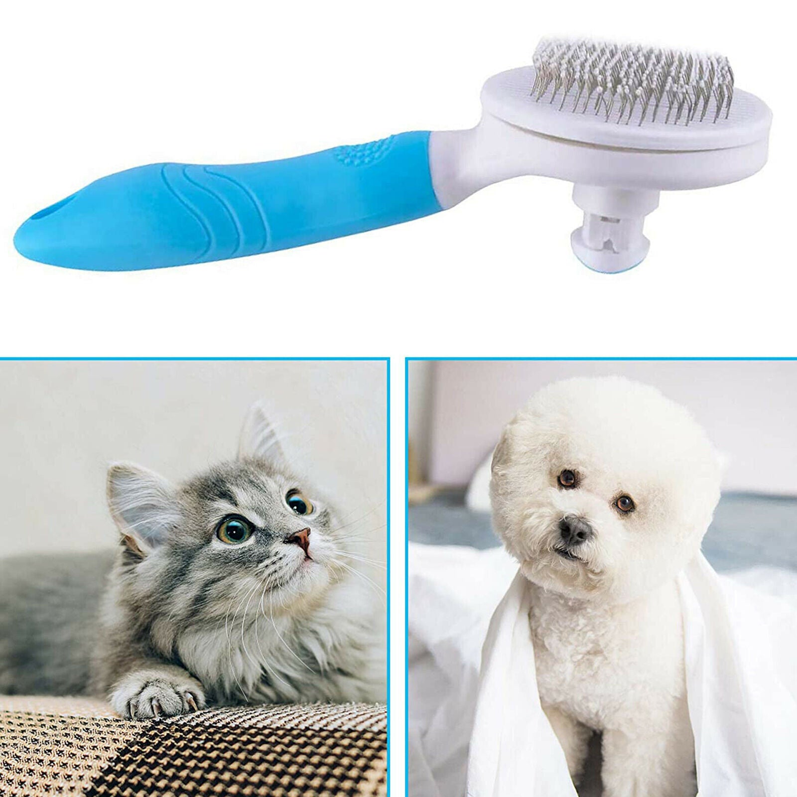 Pet Dog Cat Brush Grooming Slicker Self Cleaning Slicker Brush Massage Hair Comb