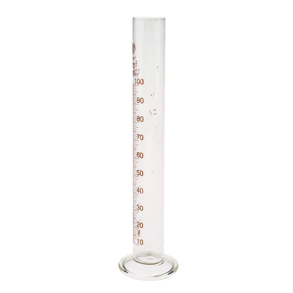 2x100ml Professional Graduated Glass Measuring Cylinder Chemistry Lab Spout