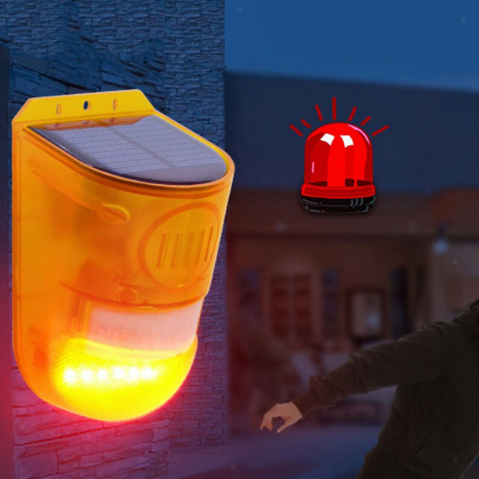 Solar Alarm Light IP65 Waterproof Motion Sensor Detector Flashing Light