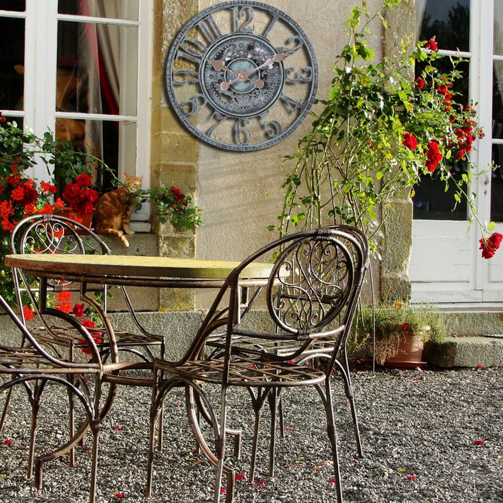 Garden Wall Clock 12 Inch Numeral for Patio Garden Pool or Hanging Outside