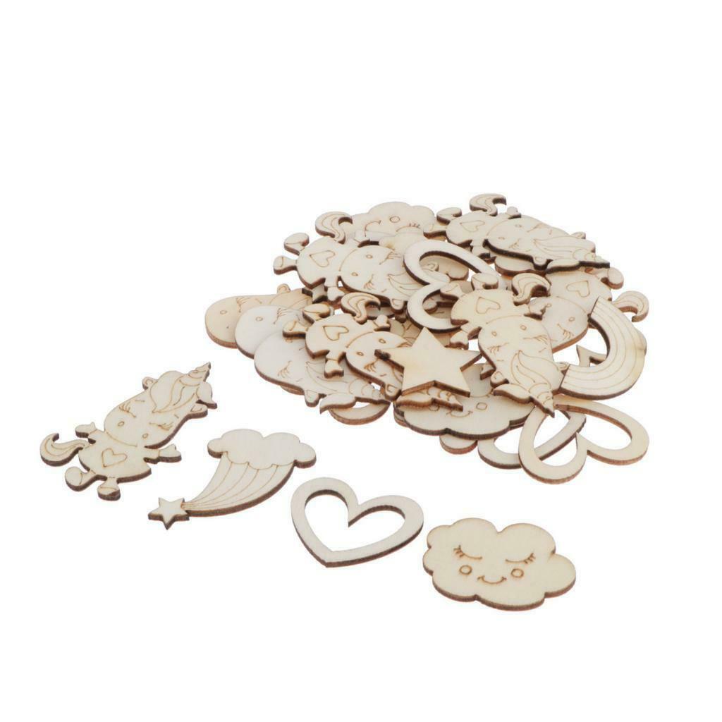 30pcs Wooden Cutouts Heart Shapes Wood Crafts Ornaments Wedding Decorations