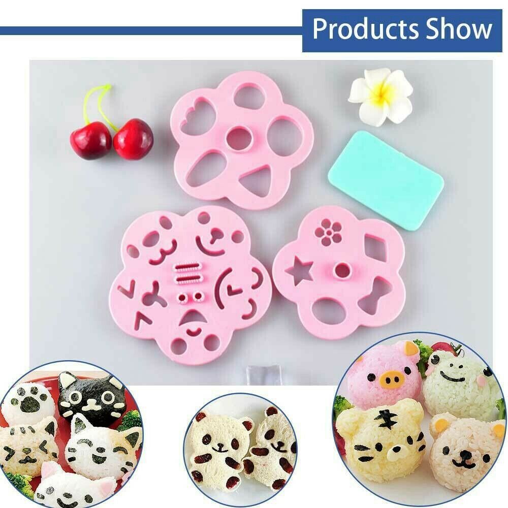 4Pcs/Set DIY Sushi Onigiri Rice Ball Press Mold Kit Kitchen Bento Accessories US
