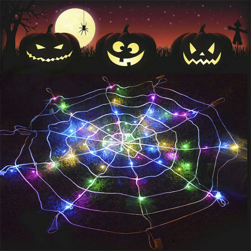 Halloween Giant LED Spider Web Party Props Haunted House Decor Outdoor Decor UK