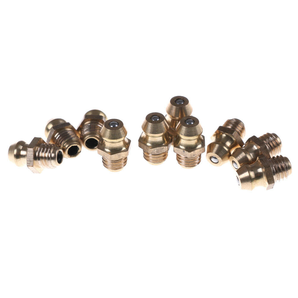 10PCS 1/4-28 Drive Type Taper Thread Straight Grease Zerk Nipple Fitting F1 SJ