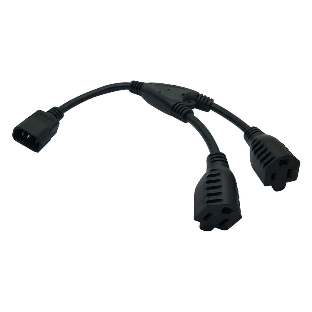 New C14 Male to 2x5-15R Female 30cm 3 Prong 0.75 Square PDU Server Kit