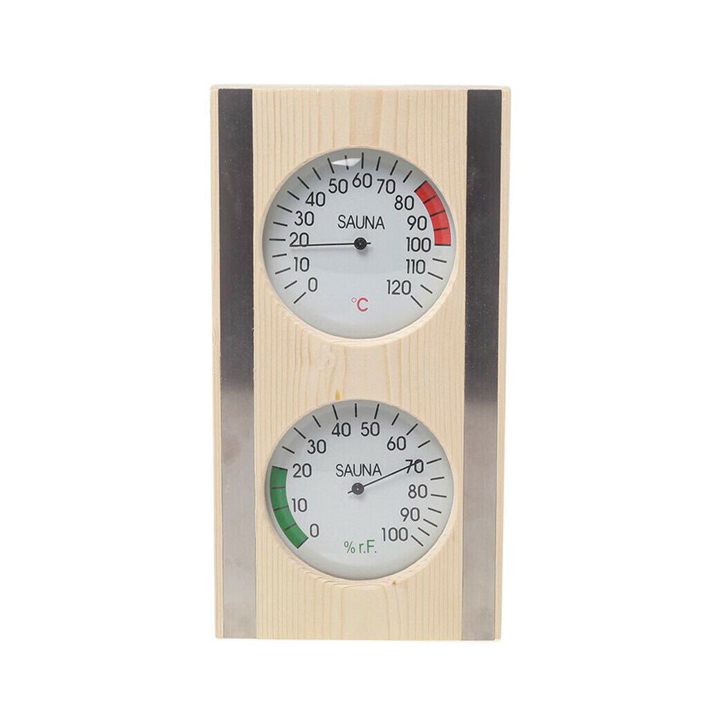 Wood Grain Sauna Thermometer Hygrometer Digital 2 In 1 Vertical Sauna Room
