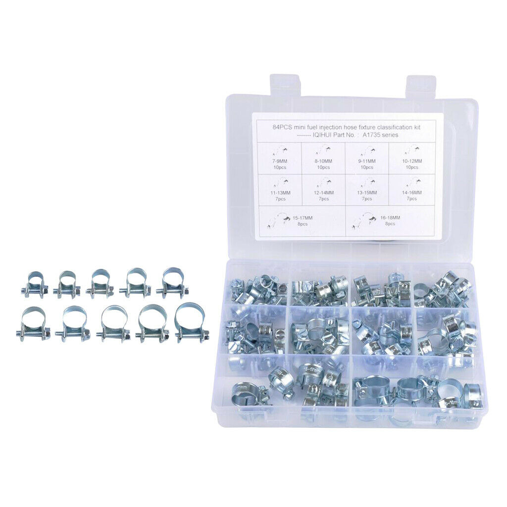 84pcs   Clip   Water   Pipe   Fuel   Hose   Air   Tube   Clamp   Fastener   7 -