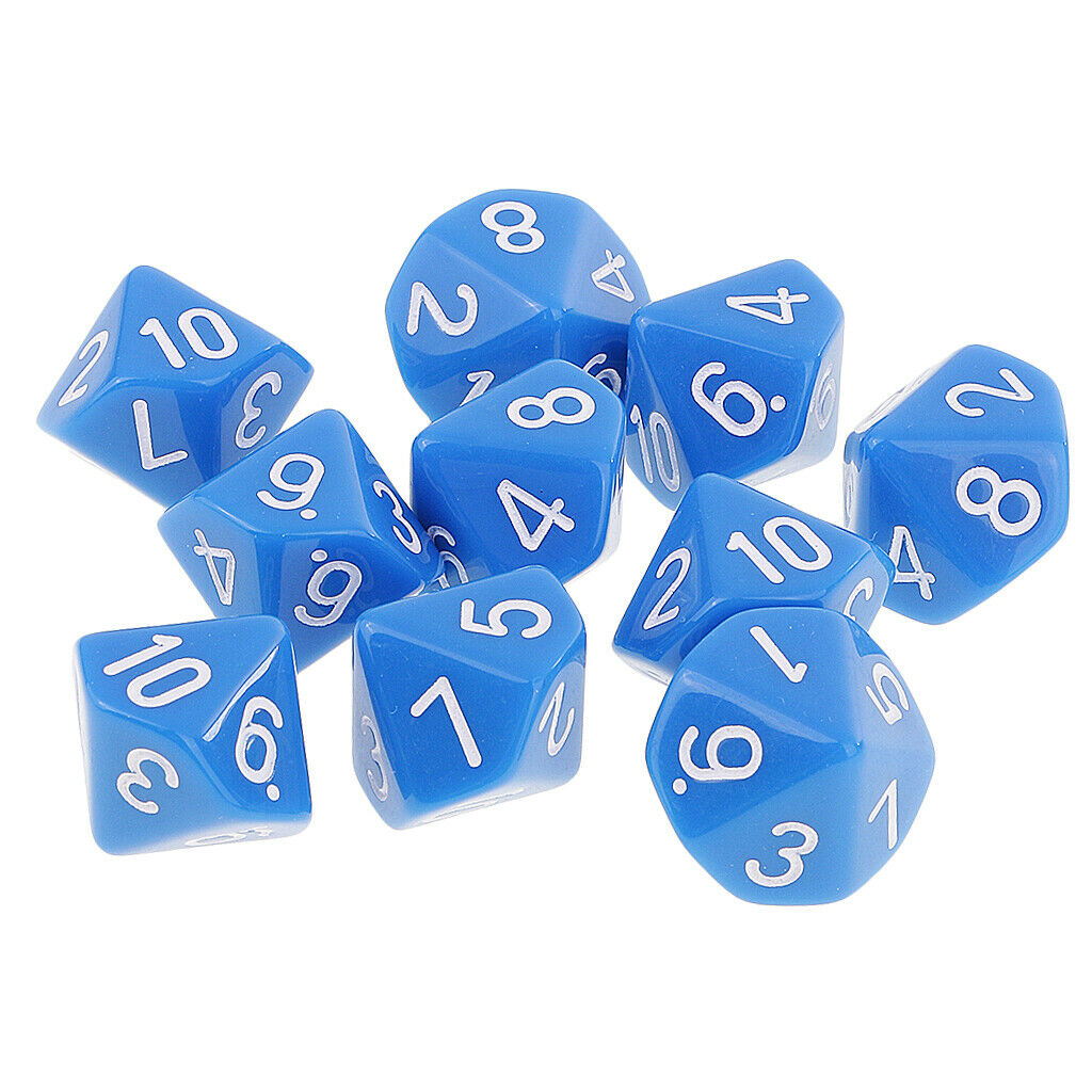 10 Pieces Dice Polyhedral Dices Accessory Party Fun Toys Table Gift New Blue