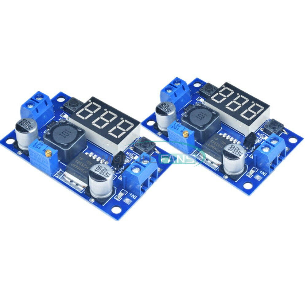 2PCS DC 4.0~40 to 1.3-37V Step-down Power Converter LM2596 LED Voltmeter
