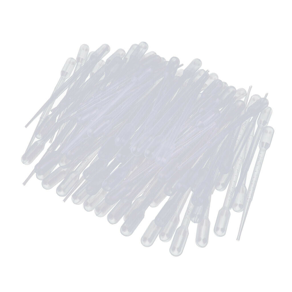 100pcs Disposable Plastic Transfer Pipettes Graduated Dropper scale 2ml