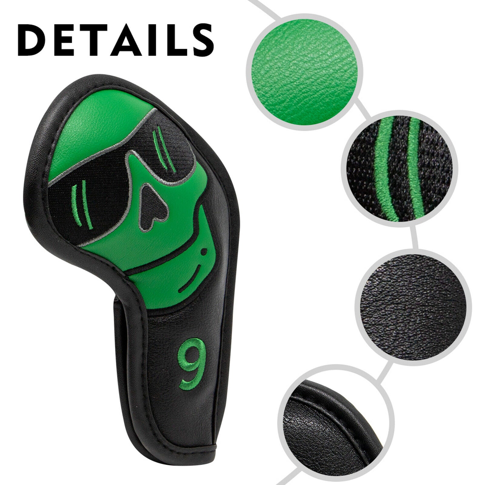 10 Pieces Set PU Leather Magnetic Golf Iron Head Covers Headcovers Wedges