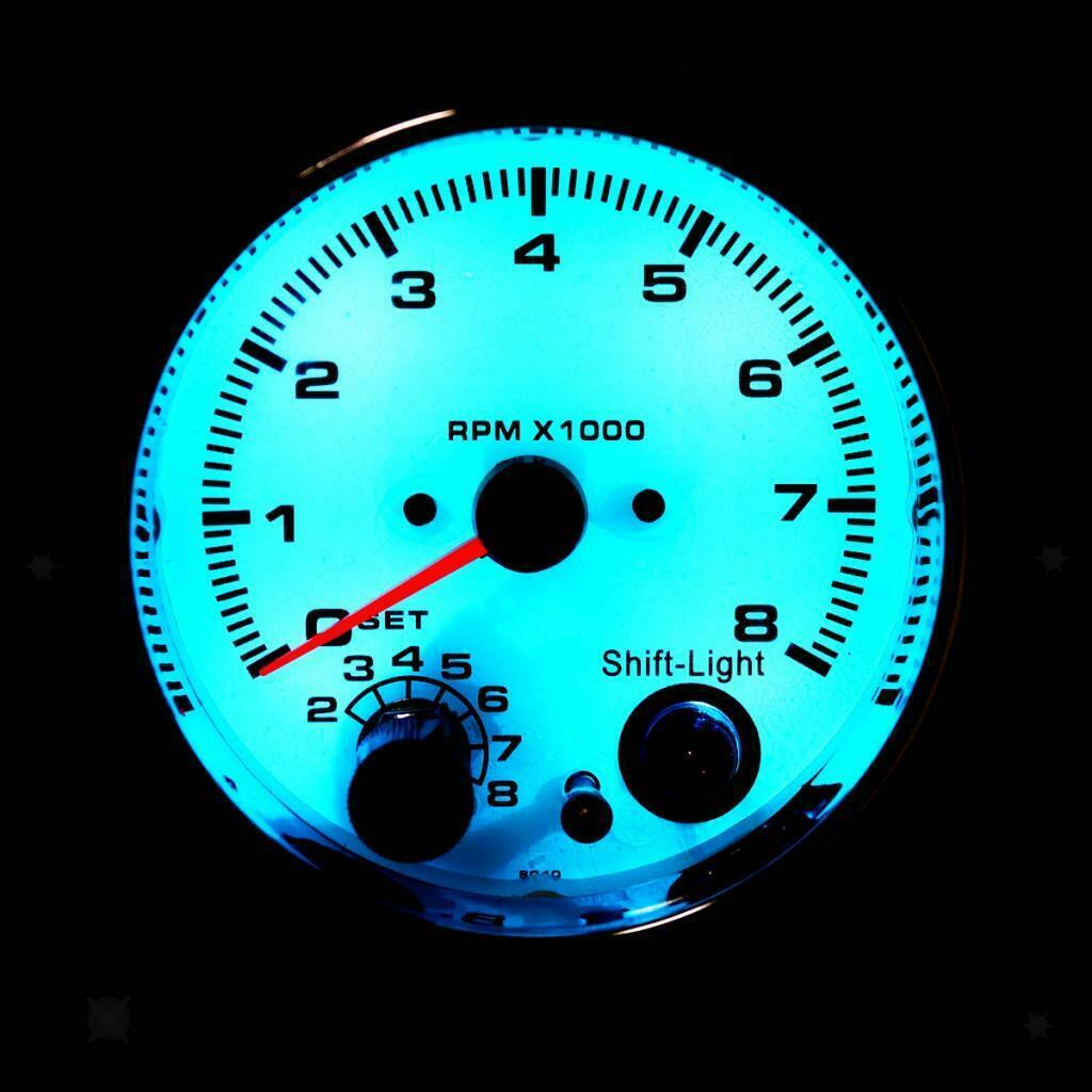3.75" White Face Tachometer Gauge with Shift Light for Auto Car 95mm