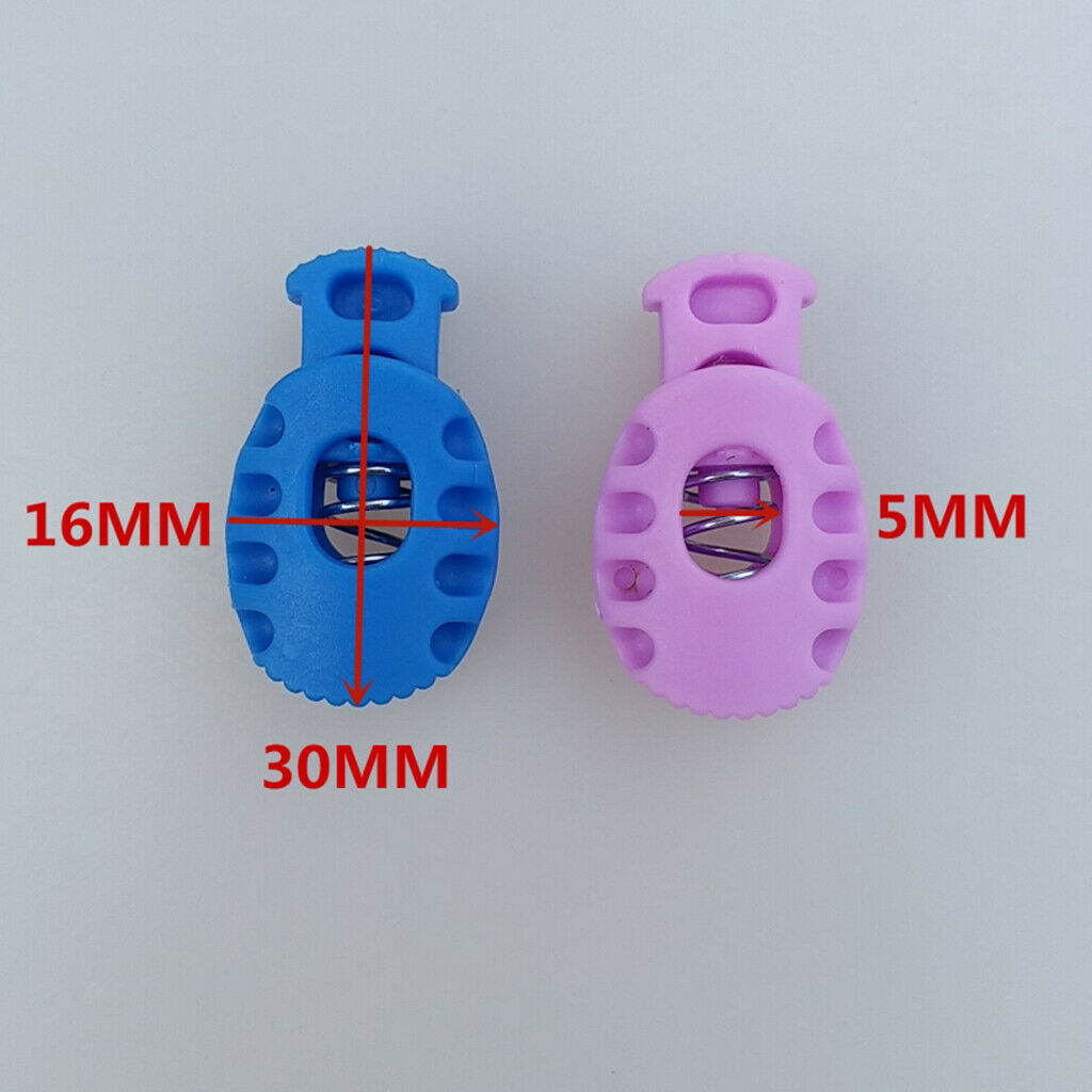 50pcs Bungee Cord Lock End Spring Stop Toggle Stoppers Blue