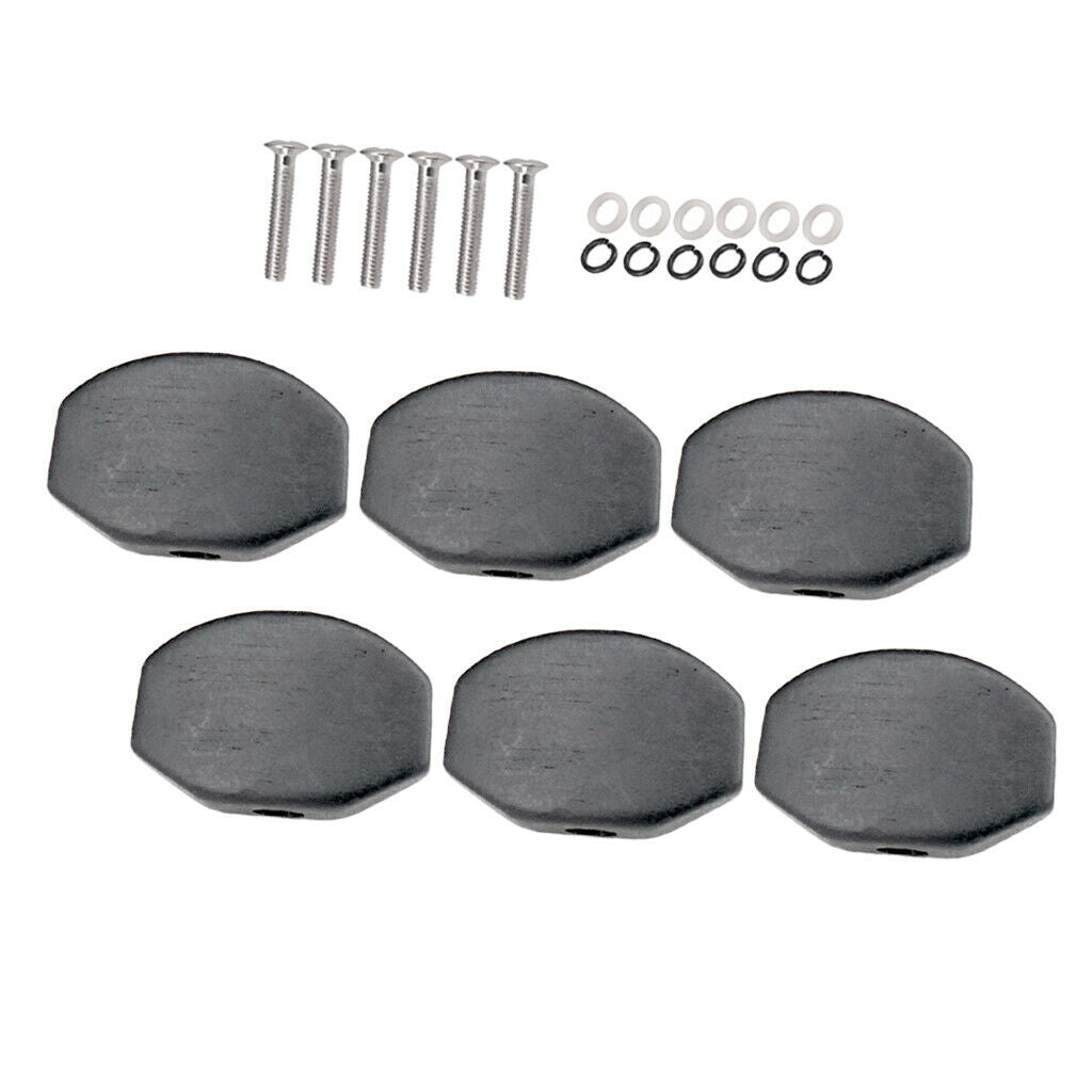 6 Pieces Ebony Wood Knobs Caps for Acoustic Guitar Tuning Pegs