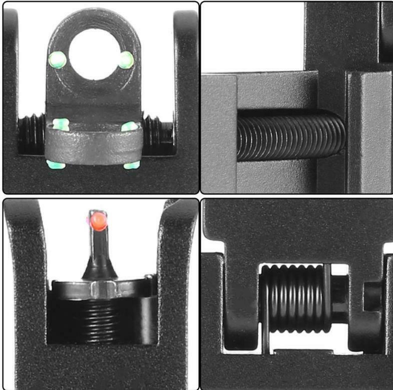 Front Rear Flip Up 45 Degree Offset Rapid Transition Backup Iron Sight-Black