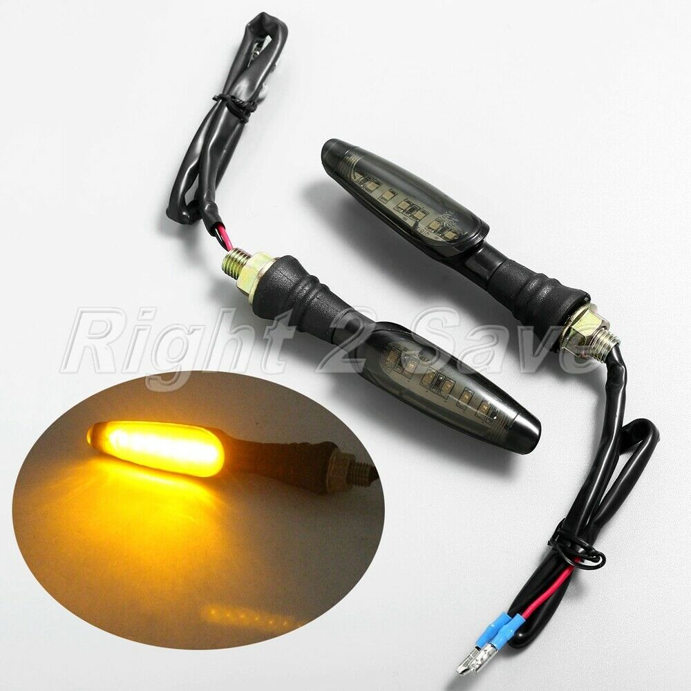 10mm 12V Motorcycle Yellow LED Clear Lens Turn Signal Indicator Sidemarker Light