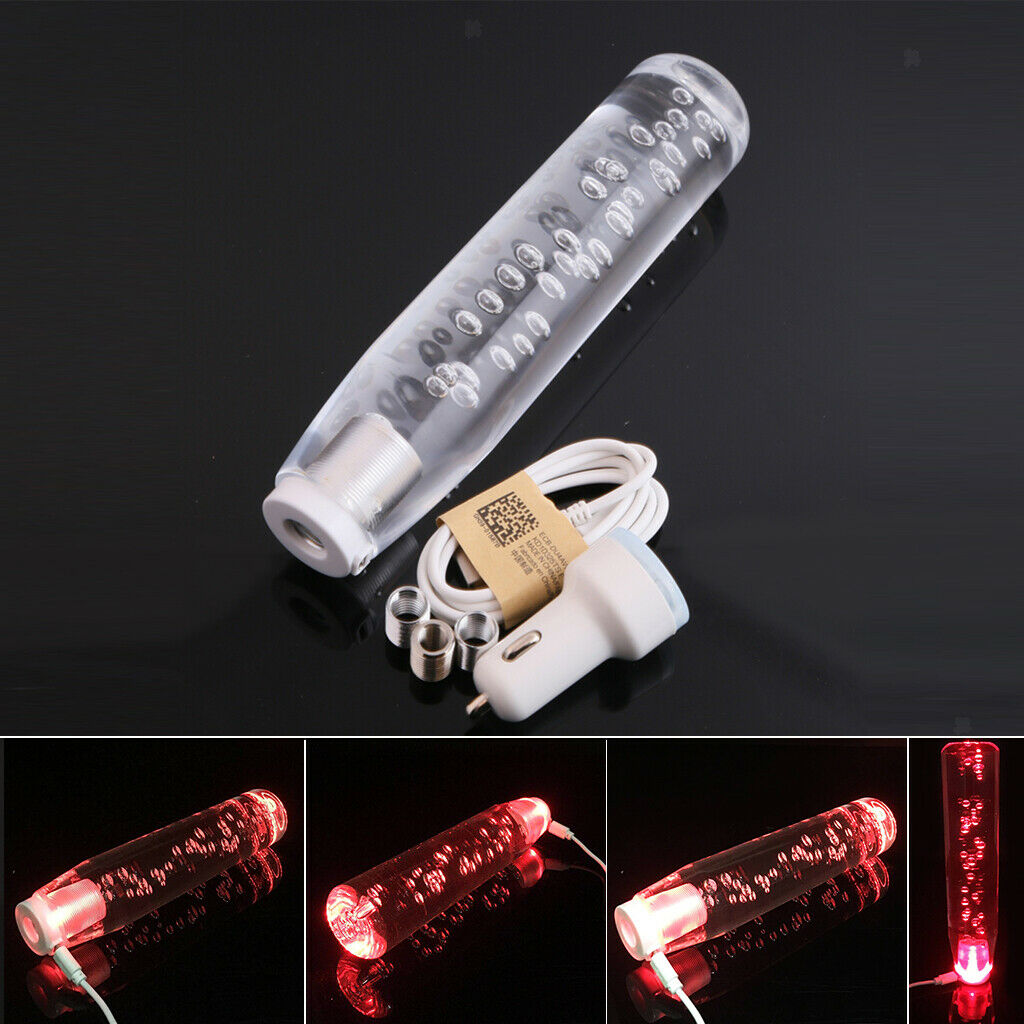 Universal Crystal Bubble LED Light Manual Gear Shift Knob Shifter 20cm