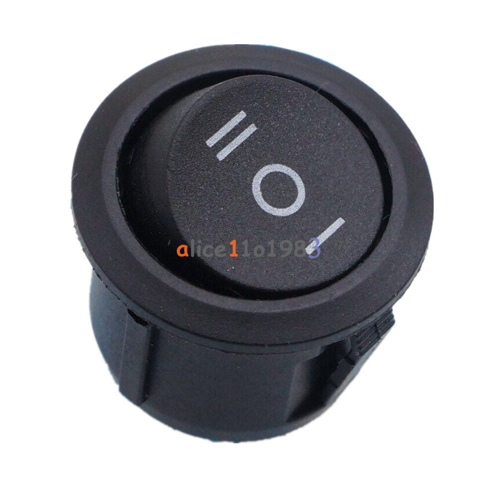 5PCS Mini Round Black 3 Pin SPDT ON-OFF-On Rocker Switch Snap-in For Car Boat