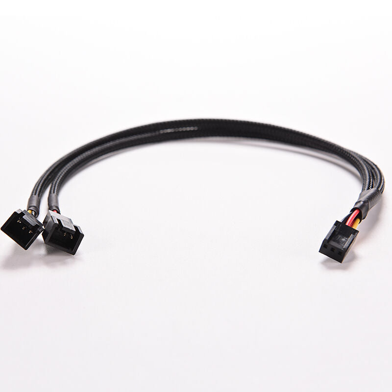 Black 3Pin Female Y-Splitter Dual Male Power Sleeved Computer Case Fan Cab.l8