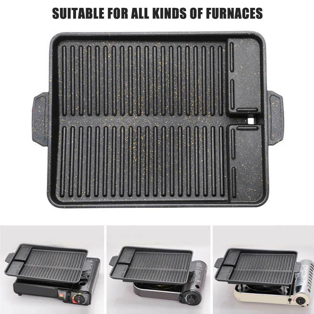 Korean BBQ Grill Pan Non-Stick Charcoal Grill Plate Butane Gas Stove Cooker LIN