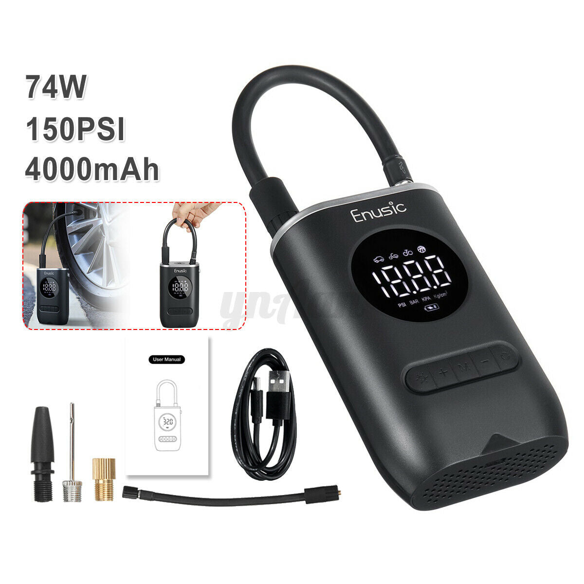 Enusic 4000mAh 150PSI Cordless Air Pump Digital Tire Pressure AIR COMPRESSOR â—