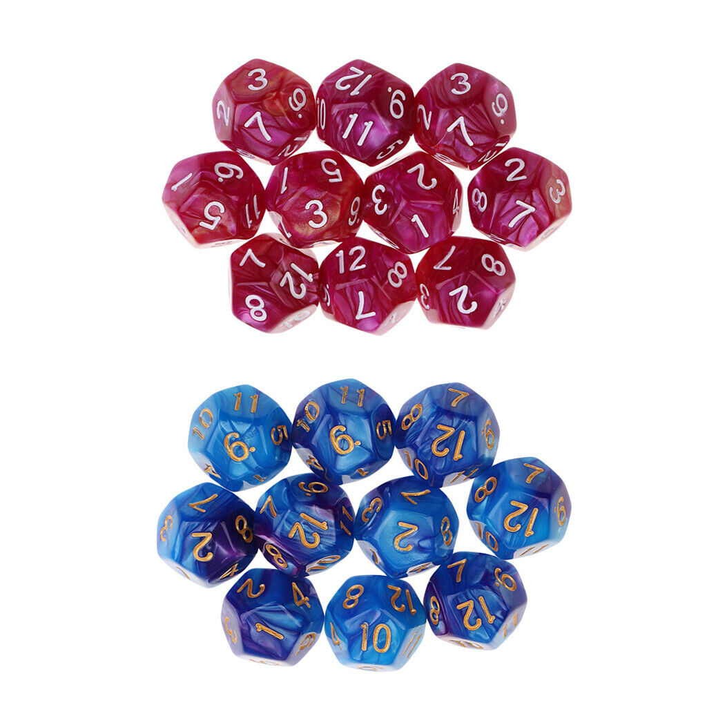 Acrylic Solid Opaque 12 Sided Dice D12 Polyhedral Dices for Party Supplies