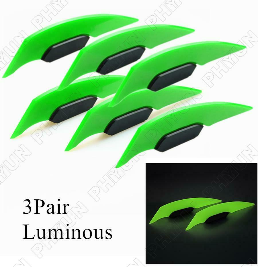 3 Pair Motorcycle Scooter Side Green Winglets Wind Fin Spoiler Decorative Trim