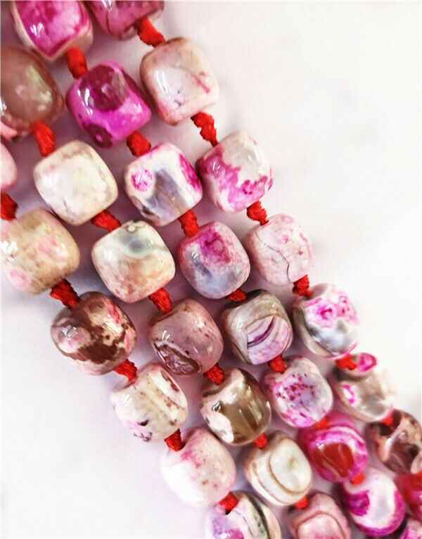 1 Strand 12x12mm Rose Dream Fire Agate Barrel Spacer Loose Beads 15.5inch HH8476