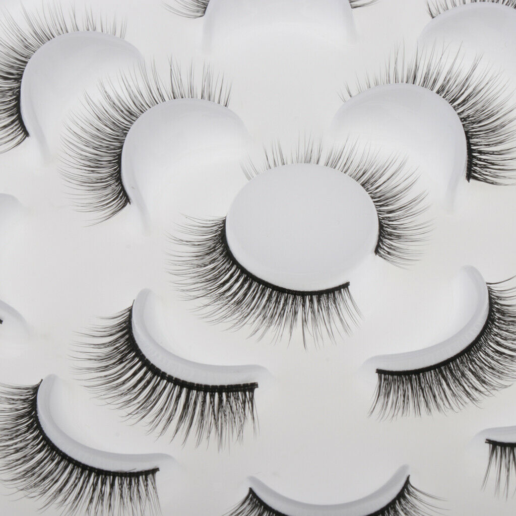 7 Pairs Natural Cross Eye Lashes Extension Makeup Long False Eyelashes 10mm
