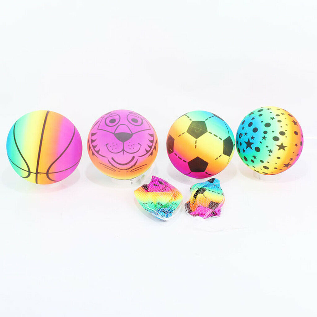 9inch Kids PVC Soccer Inflatable Rainbow Outdoor Indoor Playing Ball for Child -