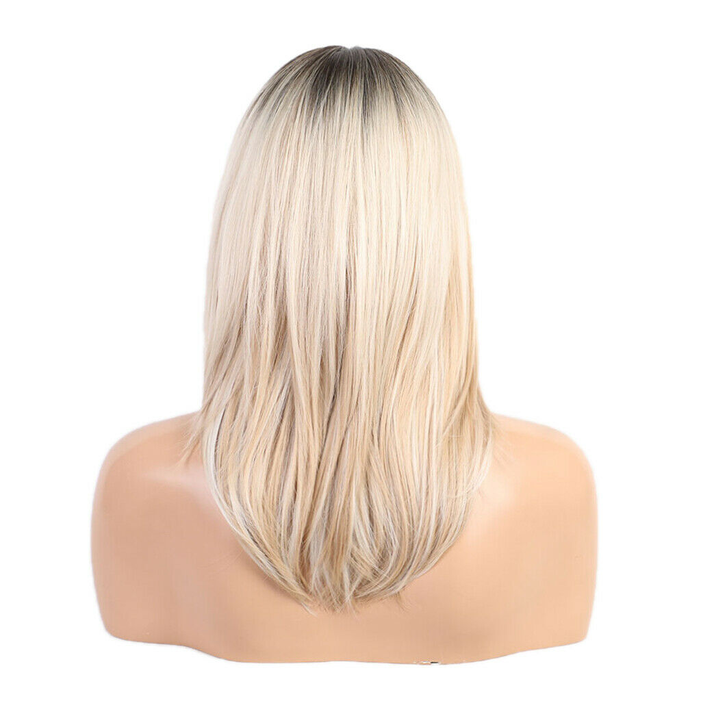 Medium Length Natural Ombre Blonde Wigs Daily Party Full Wig w/ Wig