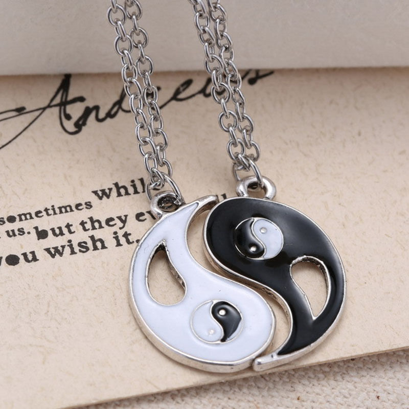Design Yin Yang Pendant Necklace Couple Friend Friendship Jewelry Gift 2PCN SJ