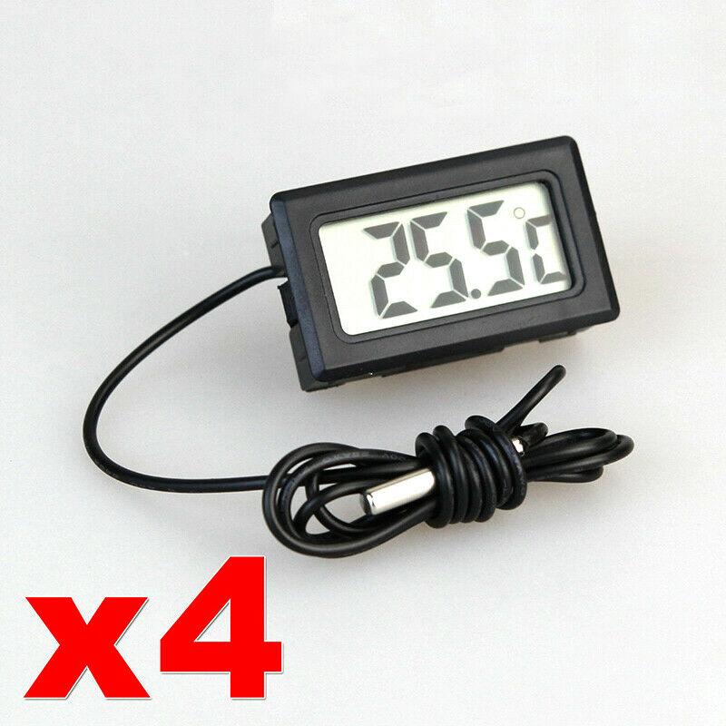4PCS Mini Tester Car Digital LCD Temperature Thermometer Meter Temp Sensor Probe