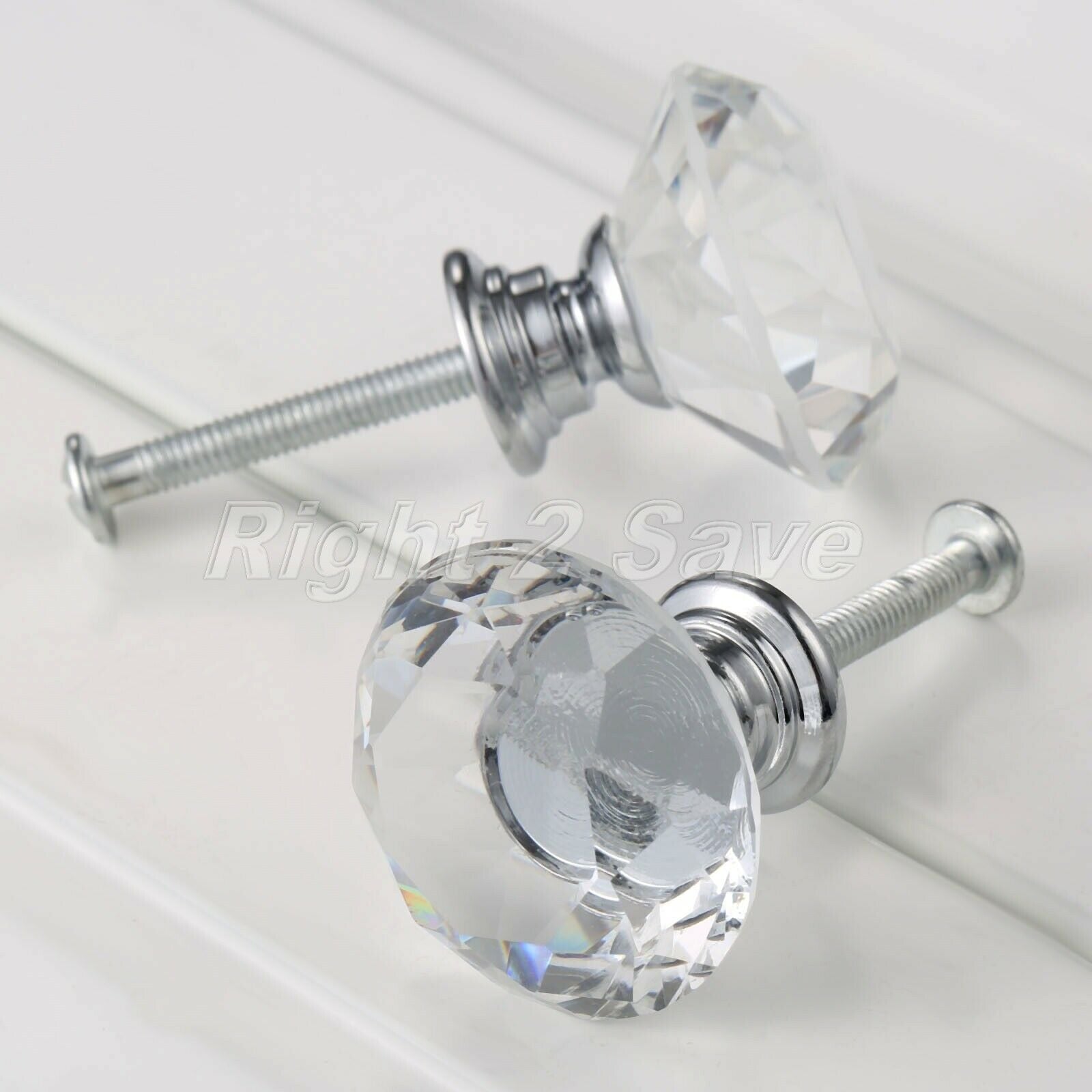 Crystal Glass Knobs Pull Handle Drawer Wardrobe Handle Cabinet Dia 30mm/1.18in