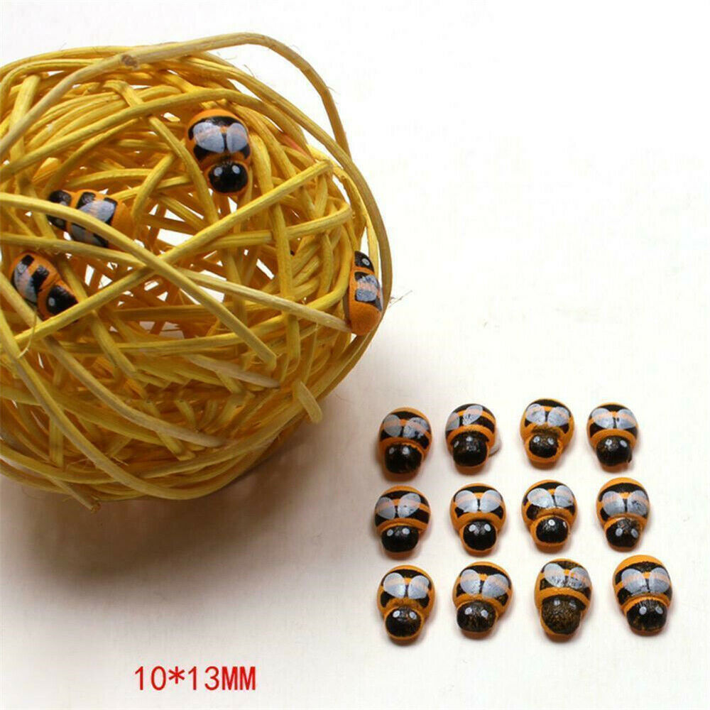 Wholesale 100Pcs Home Decor Mini Bee Wooden Sponge Self-Adhesive Wall Stickers