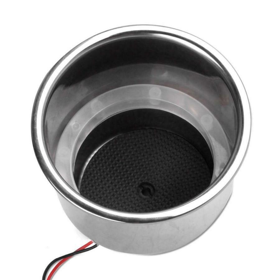 14LED Stainless Steel Cup Drink Holder & Remote For Marine Car 7-color Backlight