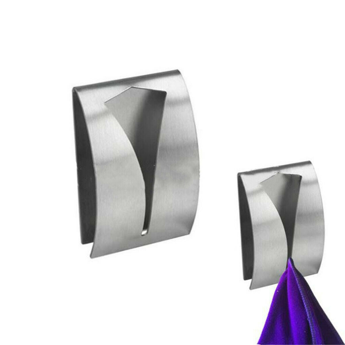 2PCS Stainless Steel Self Adhesive Towel Holder Wall Mounted Hangers Bathroom