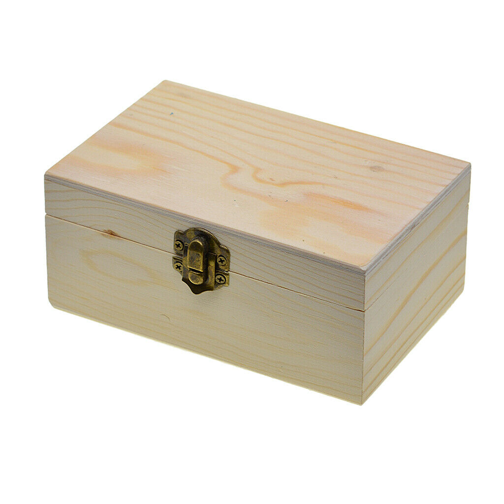 10X Unfinished Plain Pine Rectangle Wooden Jewelry Box Kids DIY Case Storage Box