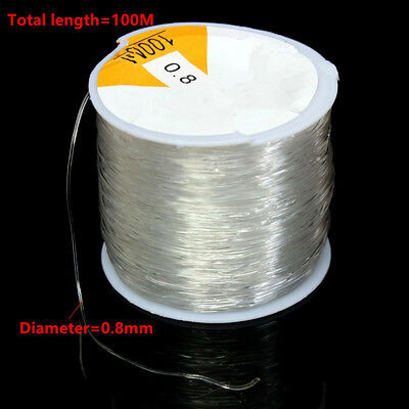 0.8mm Clear Fishing Wire Nylon Non Stretch Beading Transparent Cord Invisible