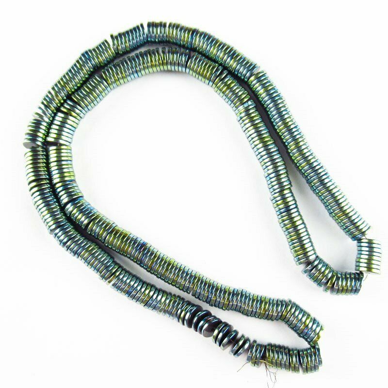 Army Green Hematite Heishi Spacer Pendant Loose Bead 15.5 inch 6x1mm A-367TS