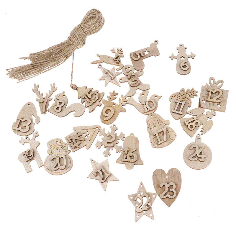 Christmas Decoration Pendant Wooden Craft Accessories Christmas Advent Calen DF