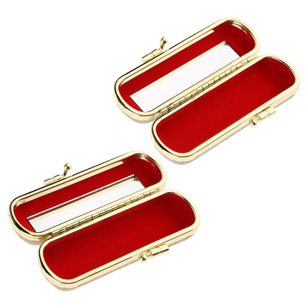 2-Packs Leather Covered Lipstick Case Holder Lip Gloss Organizer Bag for Purse