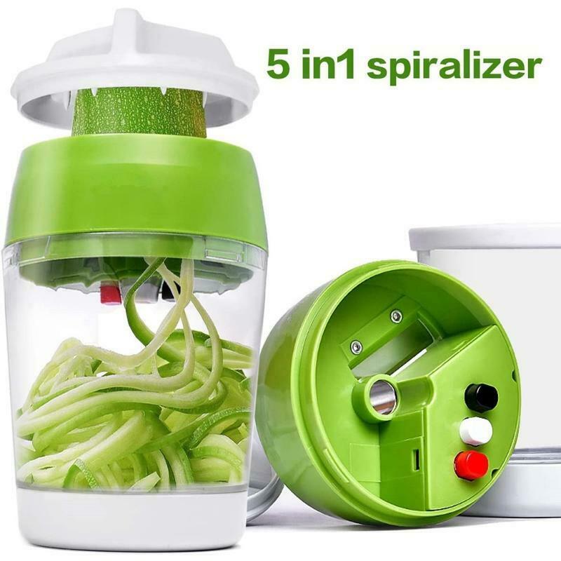 Multifunction 5 in 1 Adjustable Vegetables Spiralizer Cutter Spiral Slicer Tool
