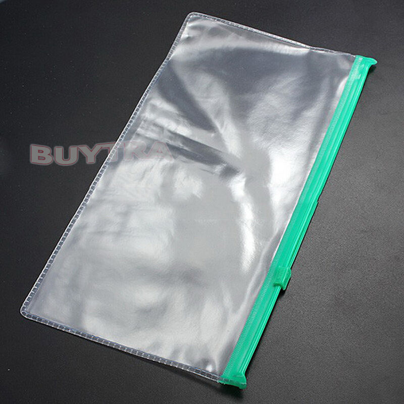 3Pcs A6 Paper File Folder Book Pencil Pen Case Bag Pouch Plastic Clear.l8